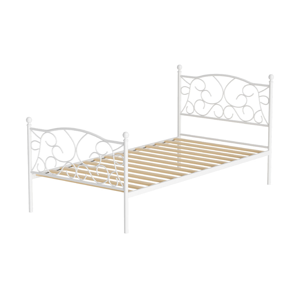 Groa Single Bed Frame - White Metal
