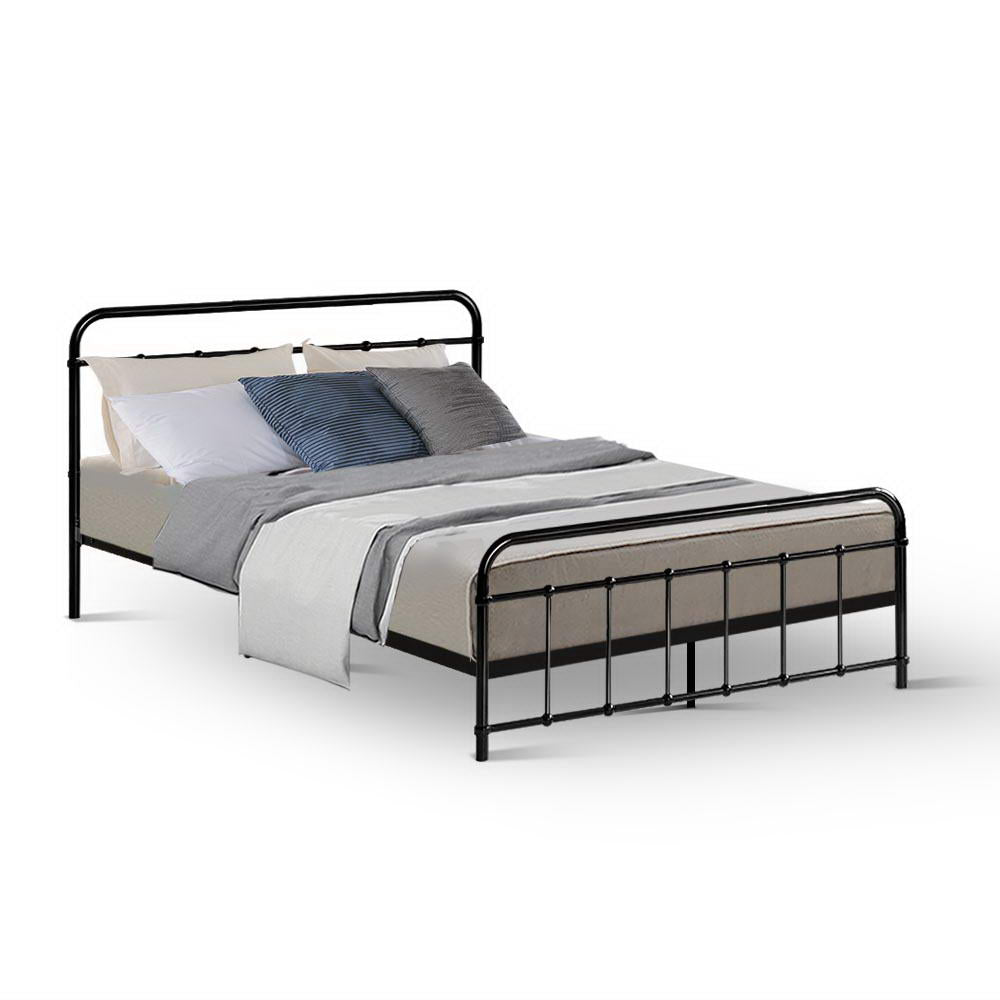 Leo Double Bed Frame - Black Metal