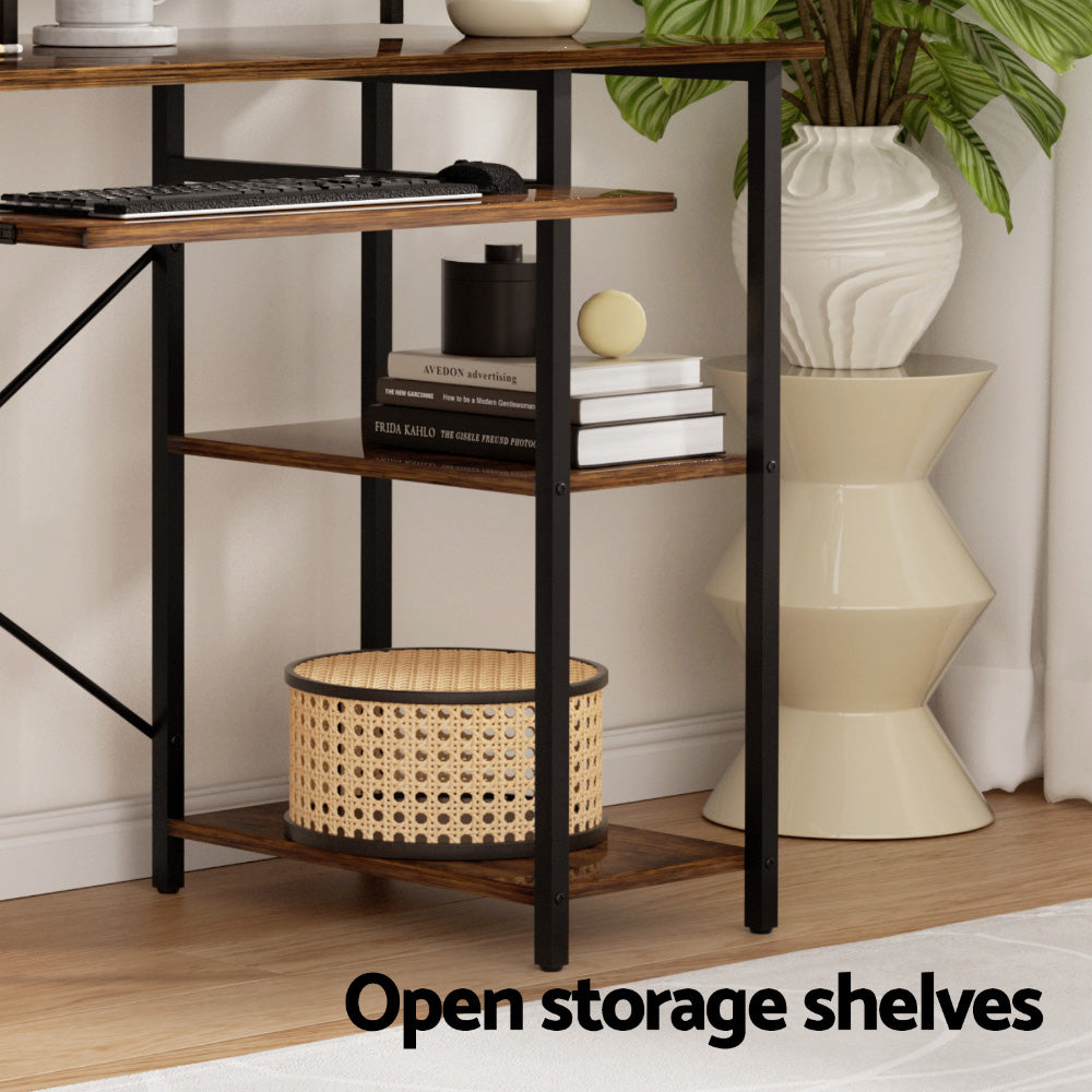Computer Desk Home Office Open Shelf 120CM - Brown
