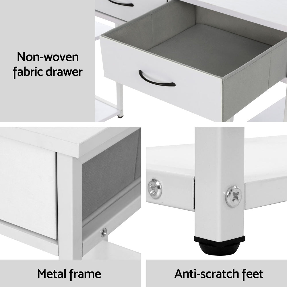 Computer Desk Drawer Shelves Study Table 120CM - White