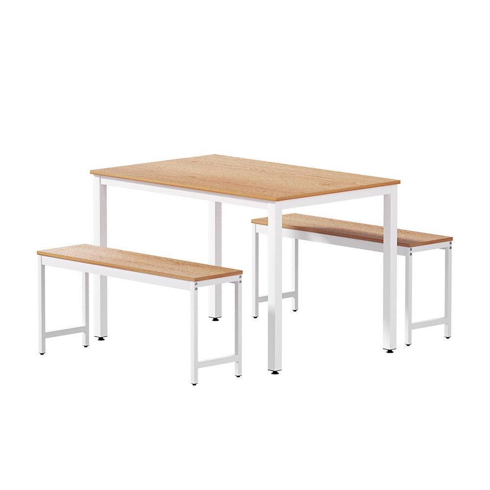 3PCS Dining Table and Chairs Set - Pine & White