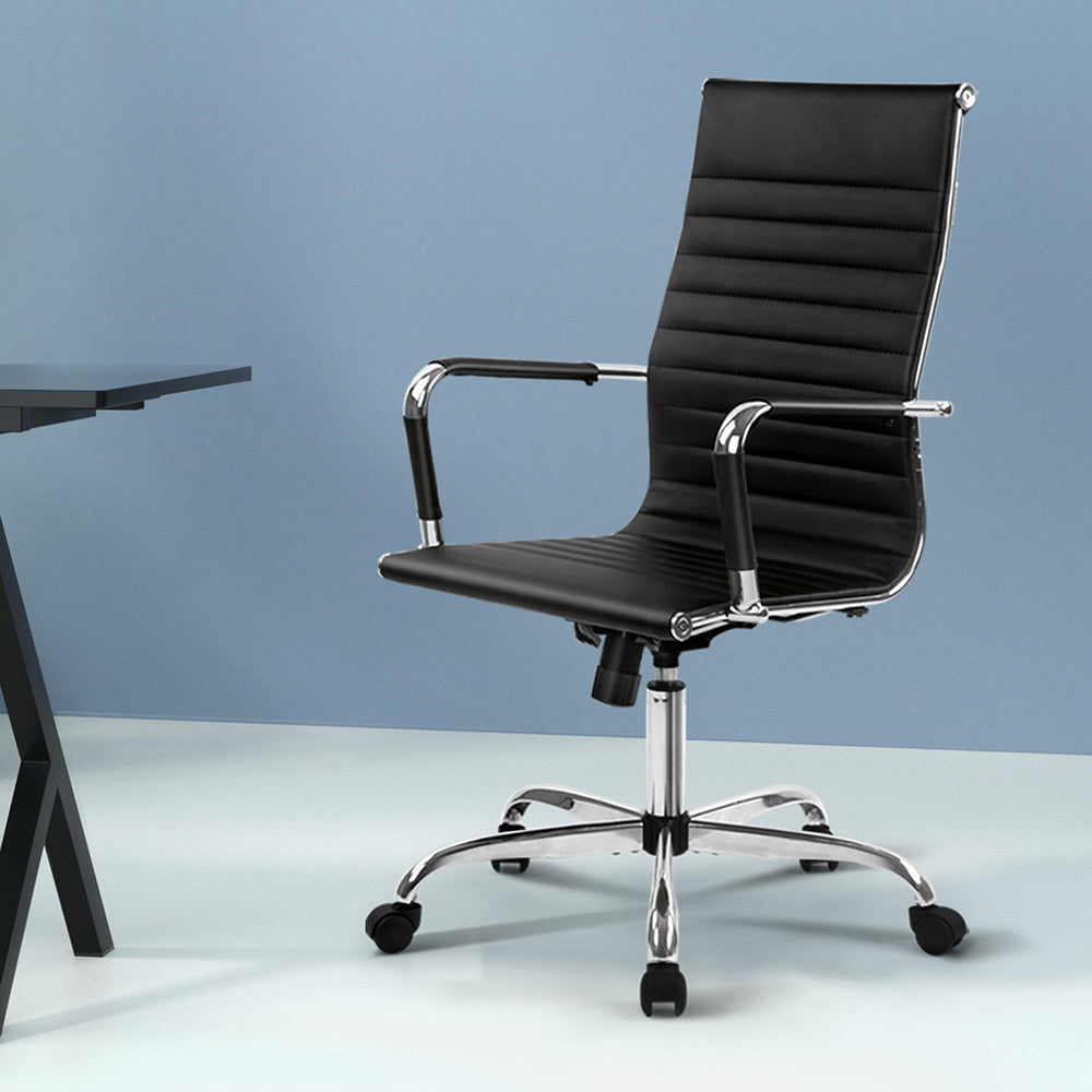 Office Chair Conference Chairs High Back - Leather Black