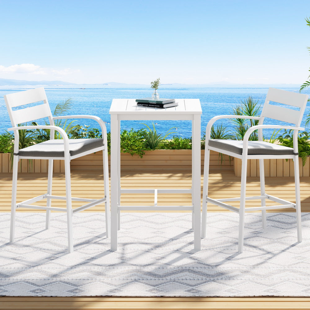 3-Piece Outdoor Bar Set - White