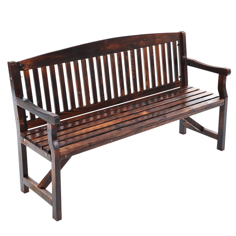 5FT 3 Seat Outdoor Garden Bench Wooden Chair Patio Furniture Charcoal