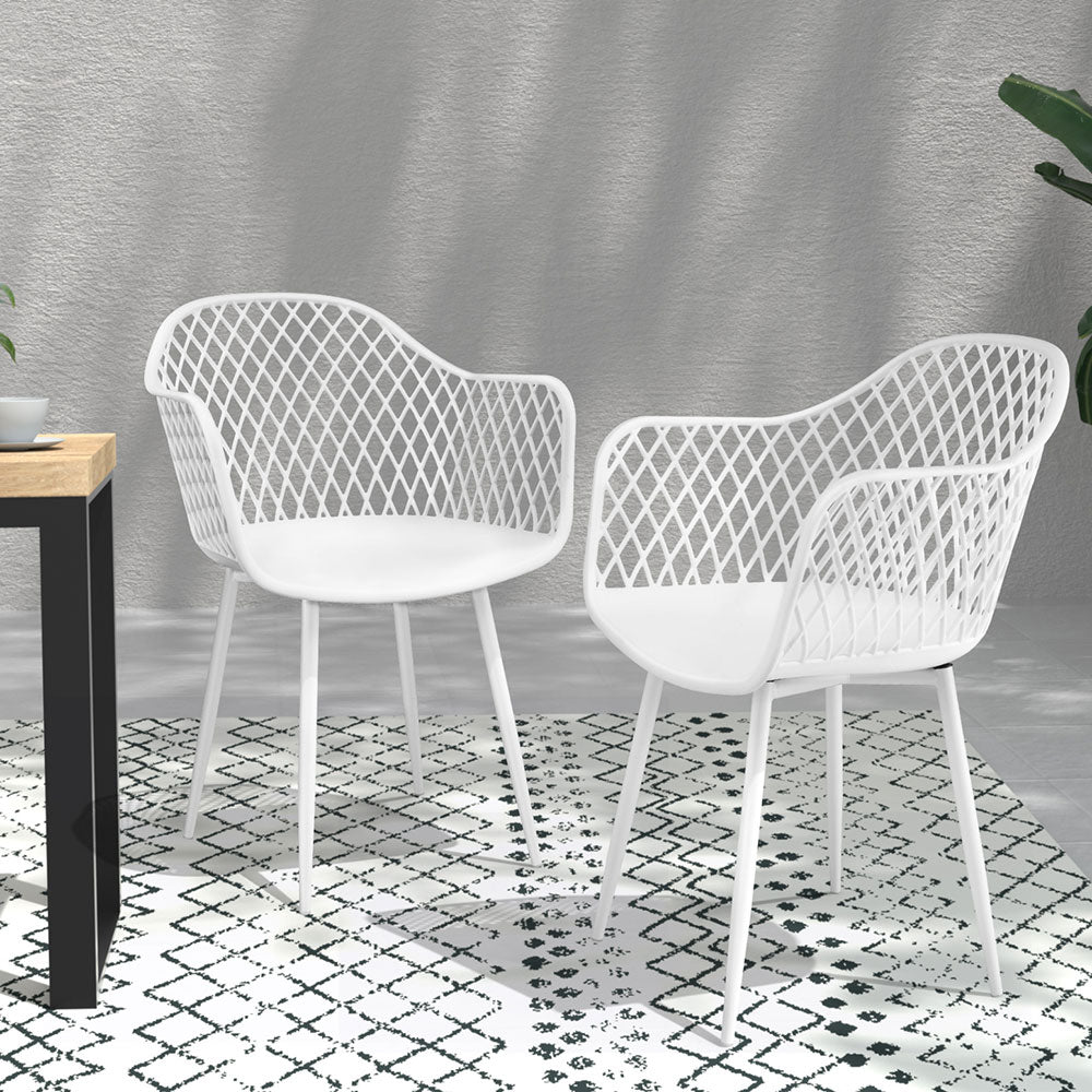 Set of 4 Outdoor Dining Chairs - White