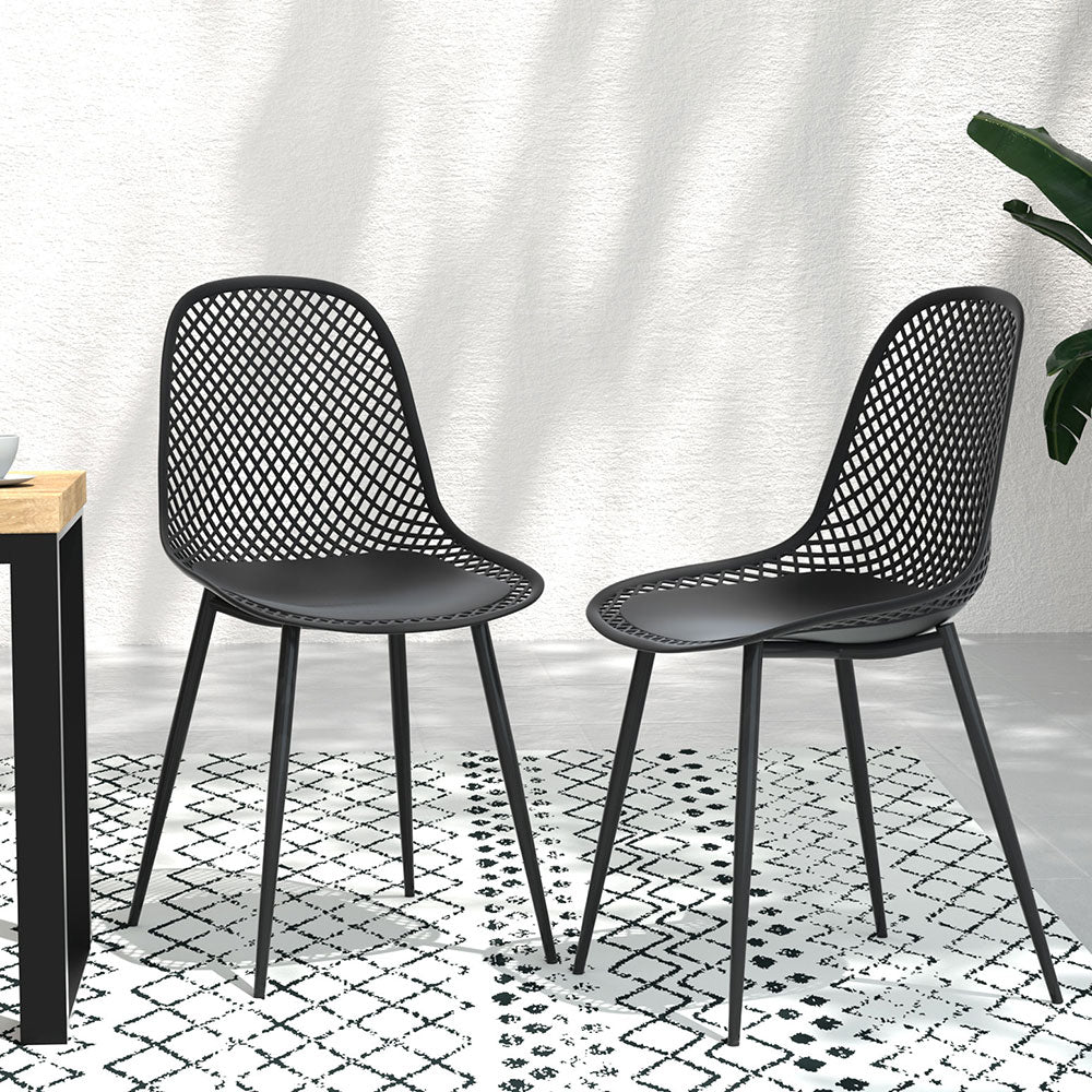 4PC Outdoor Dining Chairs - Black