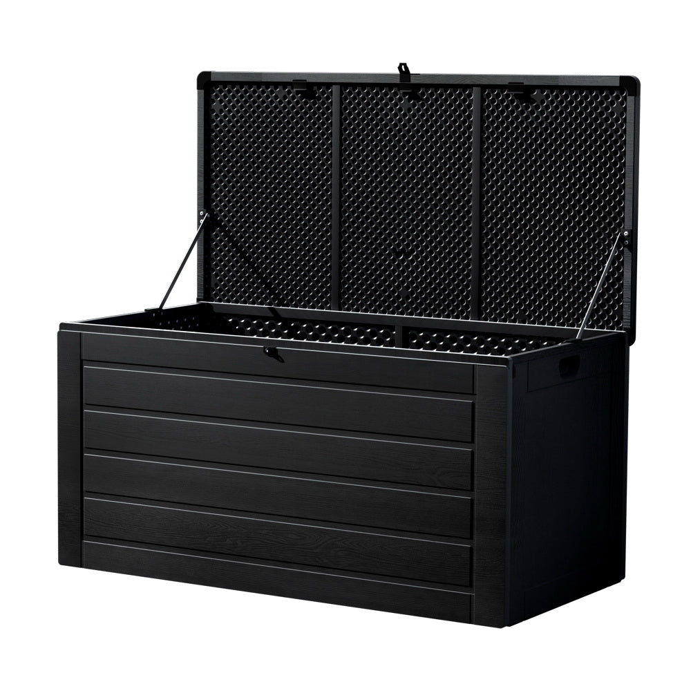 Outdoor Storage Box 680L Container Lockable Garden Bench Shed Tool - Black