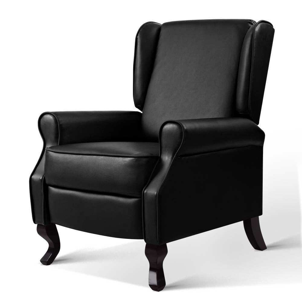 Domini Recliner Armchair - Black Faux Leather