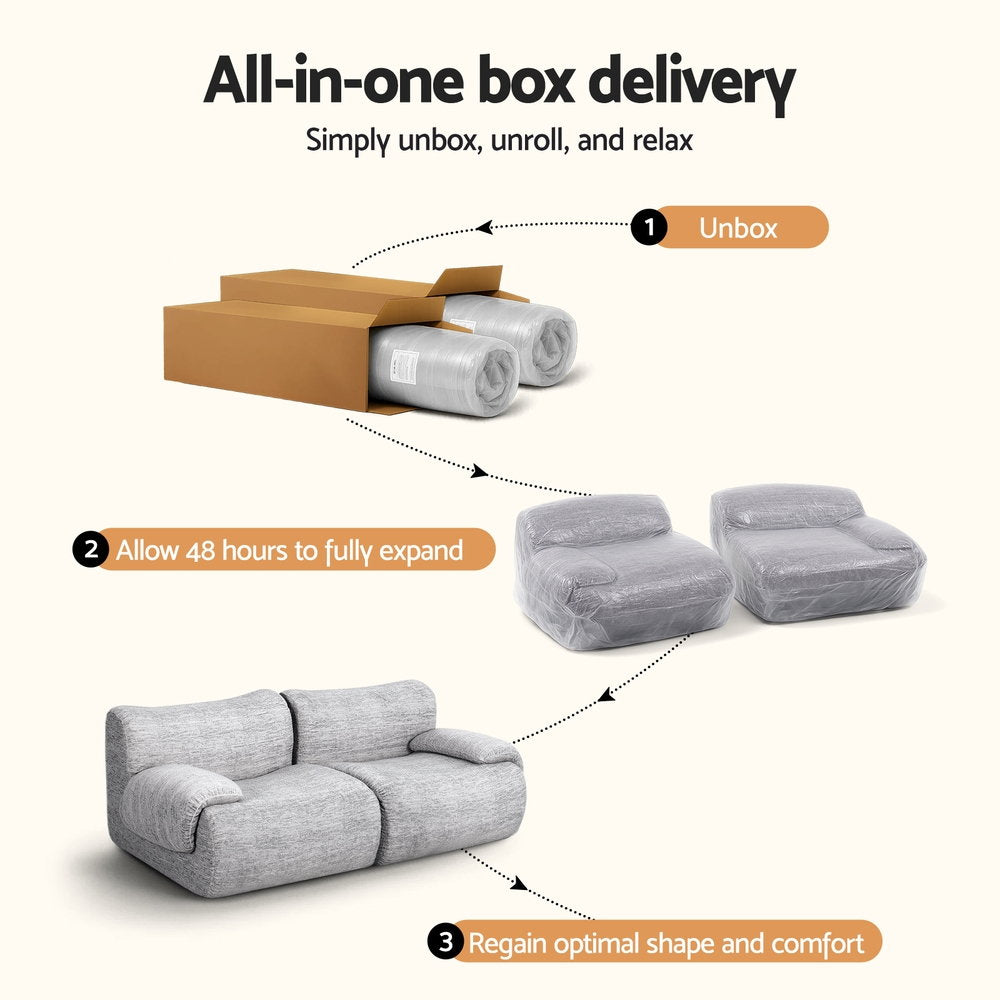 Love Seat 2-Seater Sofa Modular - Grey