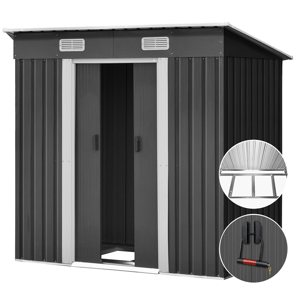 1.94x1.21M Garden Shed w/Metal Base Shed - Grey