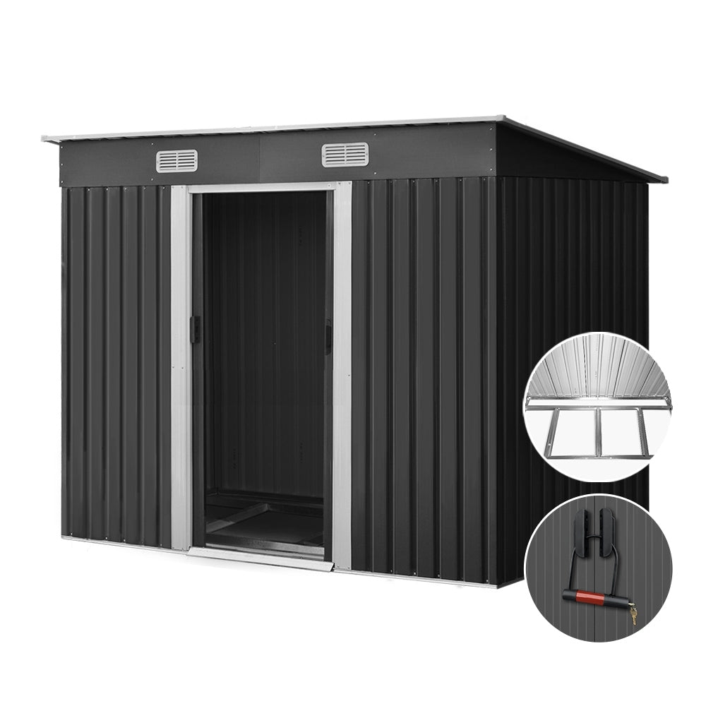 2.38x1.31M Garden Shed w/Metal Base Shed - Grey
