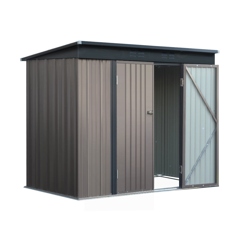 2.31x1.31M Garden Shed Double Door - Brown