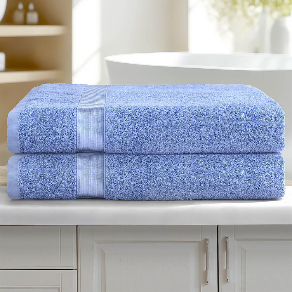 2 Pack Bath Sheets Set Cotton Extra Large Towel - Blue