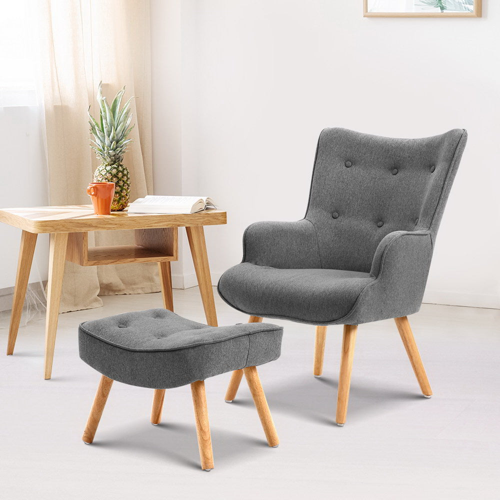 Lansar Armchair Set with Ottoman - Grey