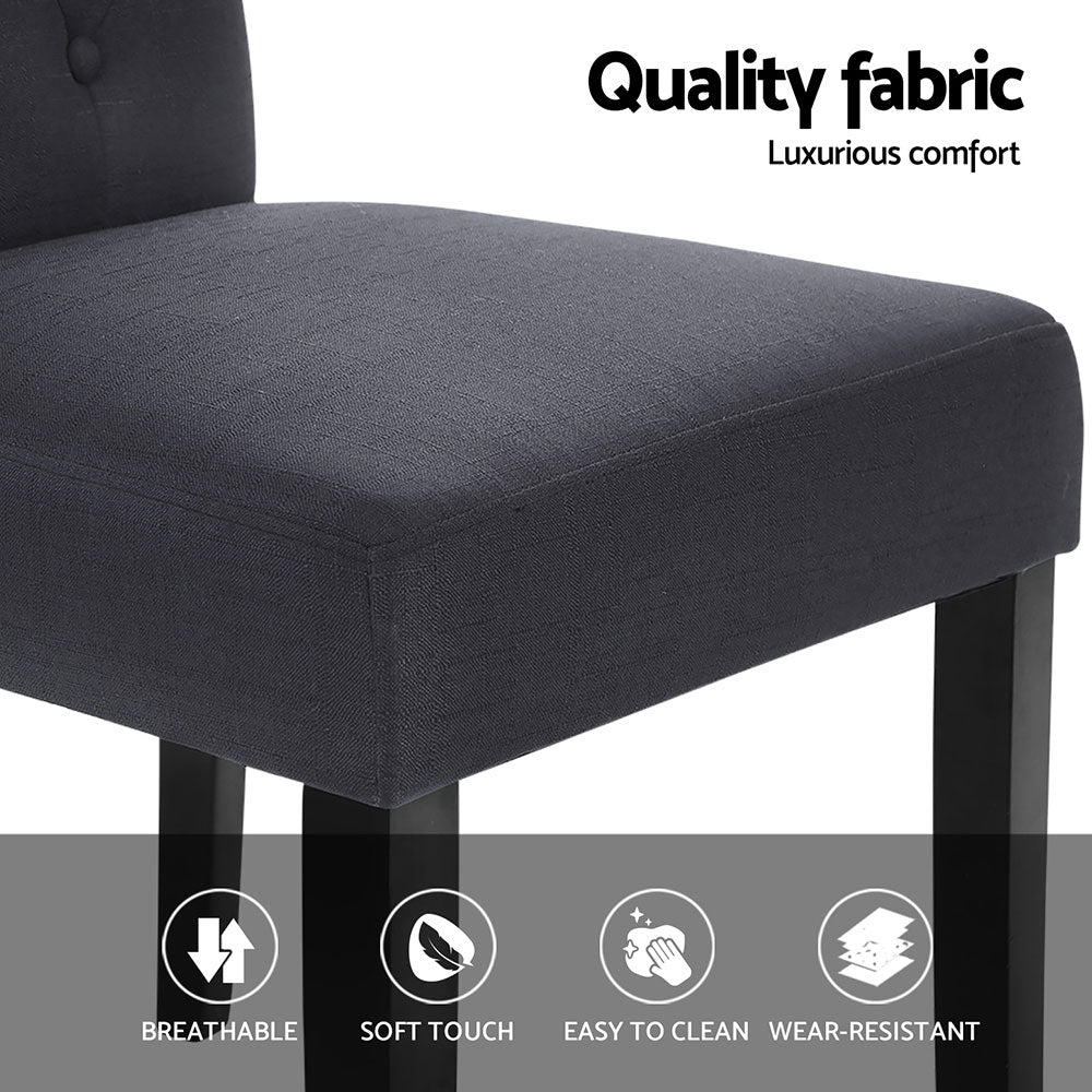 Set of 4 Dansk Dining Chairs Linen Parsons Chair - Dark Grey