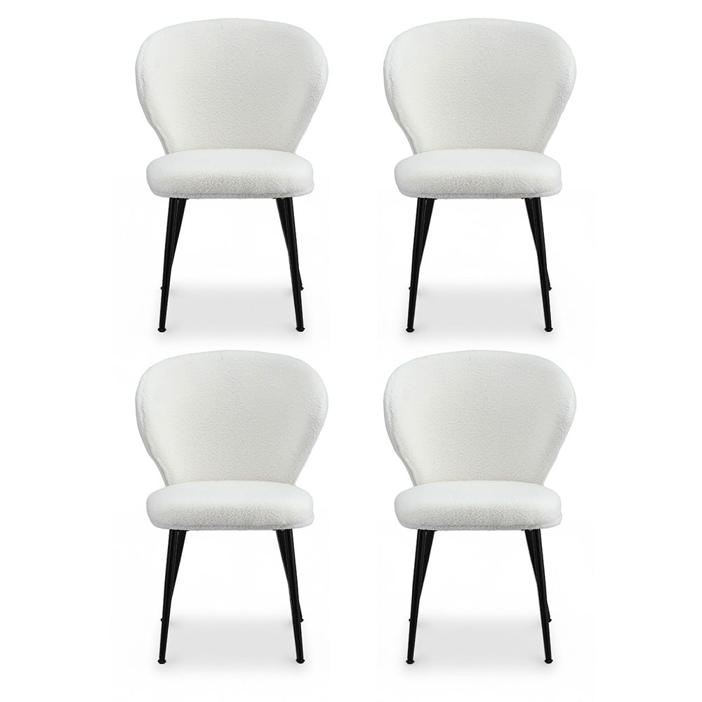Set of 4 Sherpa Dining Chairs - White