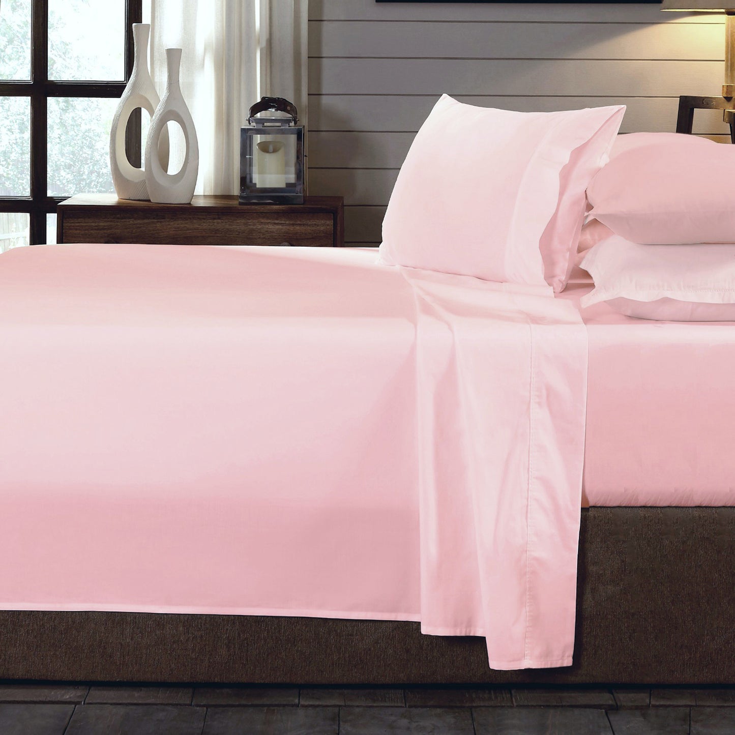 250TC Organic Cotton Sheet Set 4 Piece Luxury Hotel Style - Blush