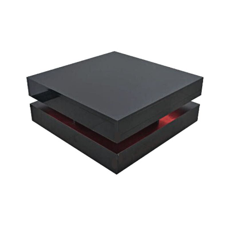 LED Lights Modern Large High Gloss Coffee Table - Black