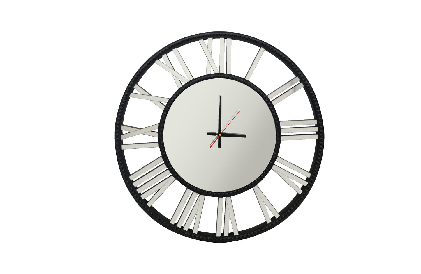 Decorative Beaded Mirrored Clock- Black 75cm
