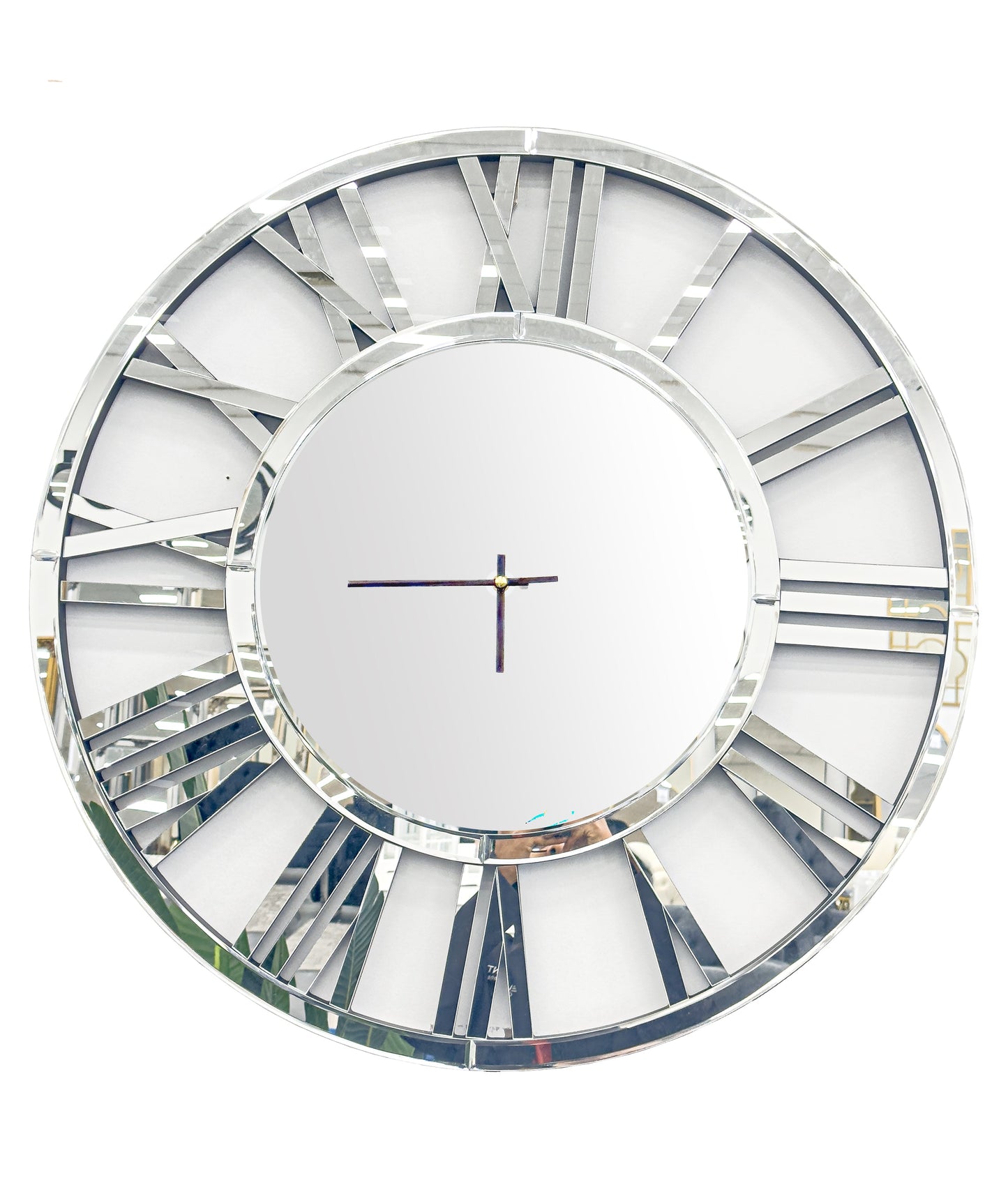 Decorative Silver Mirror Clock - 75cm