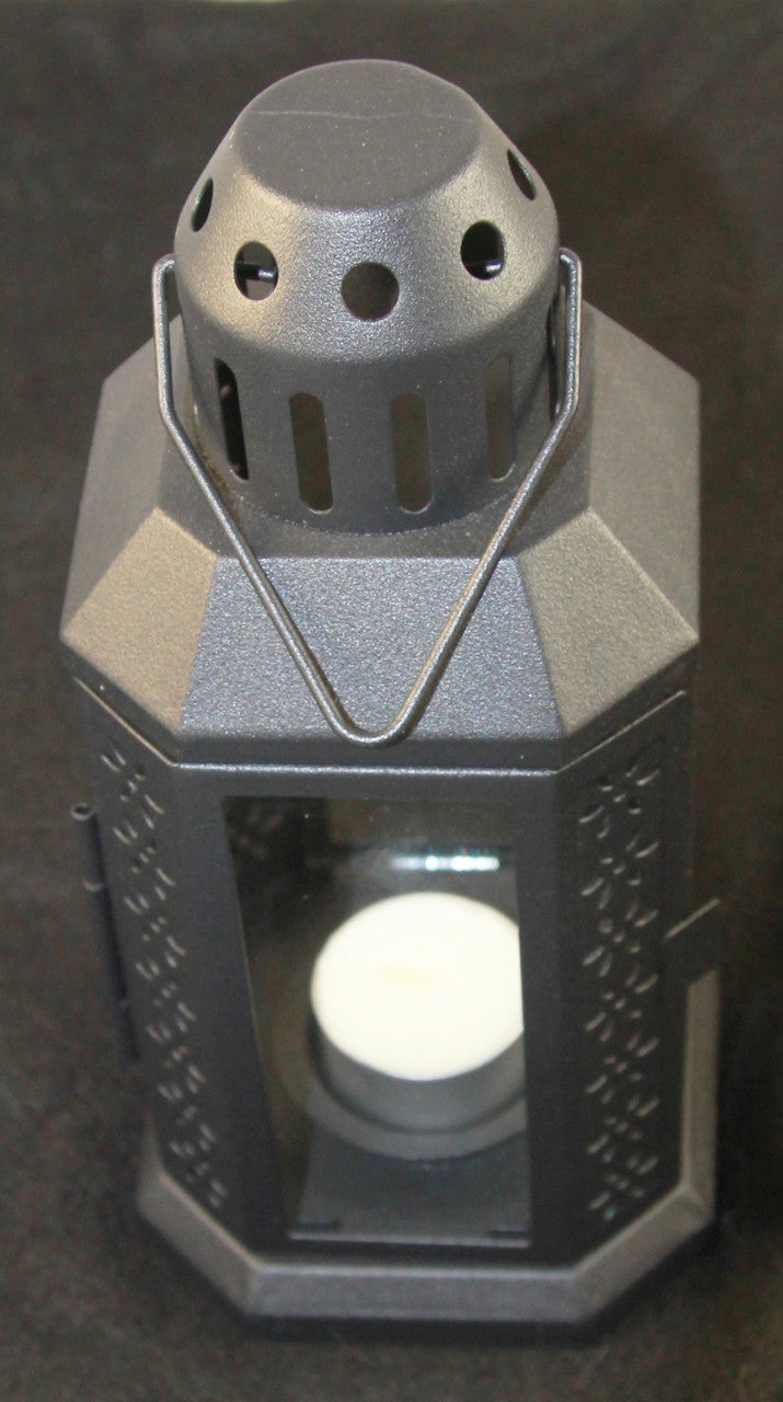 Vintage Black Metal Miner Lantern – Tealight Candle Holder