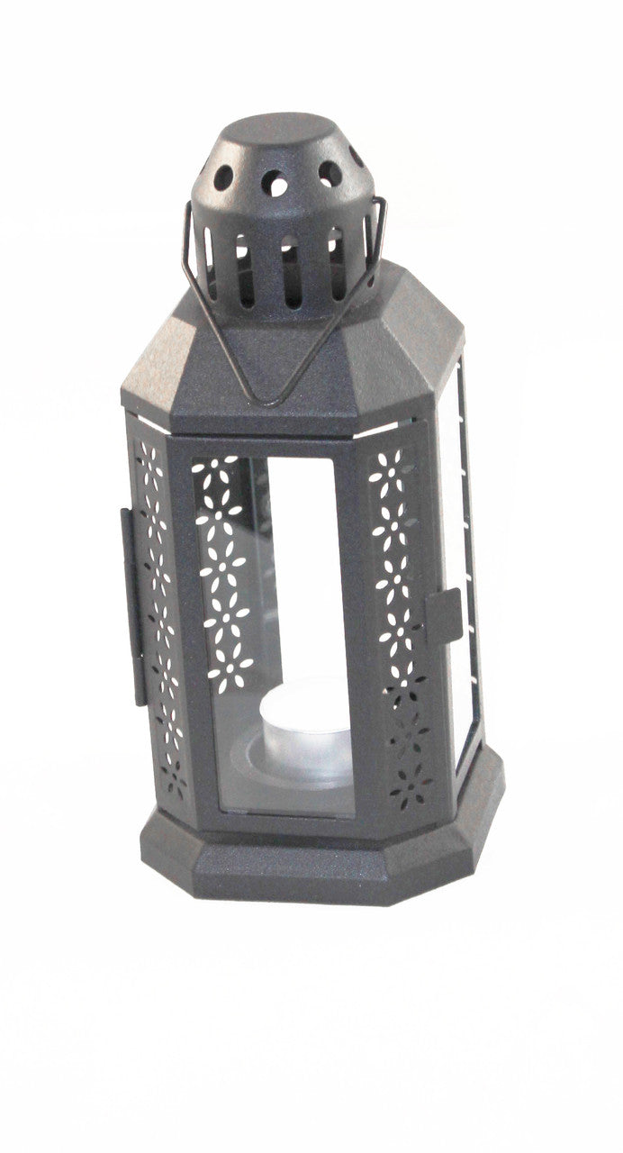 Sophisticated Dark Grey Metal Miner Lantern – Tealight Candle Holder