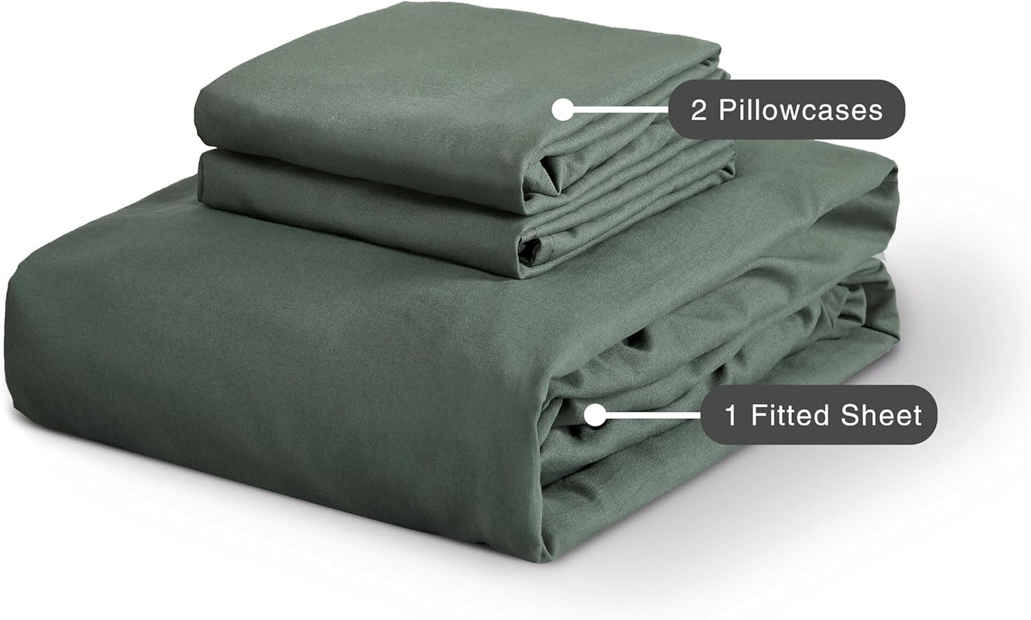 Vintage Washed Microfibre Fitted Sheet Set – Khaki Green