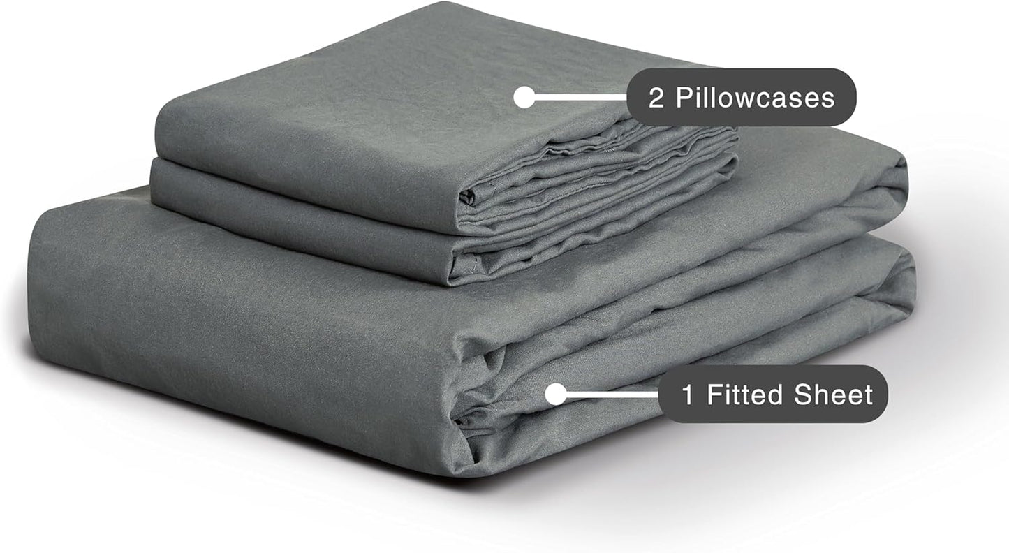 Vintage Washed Microfibre Fitted Sheet Set – Grey