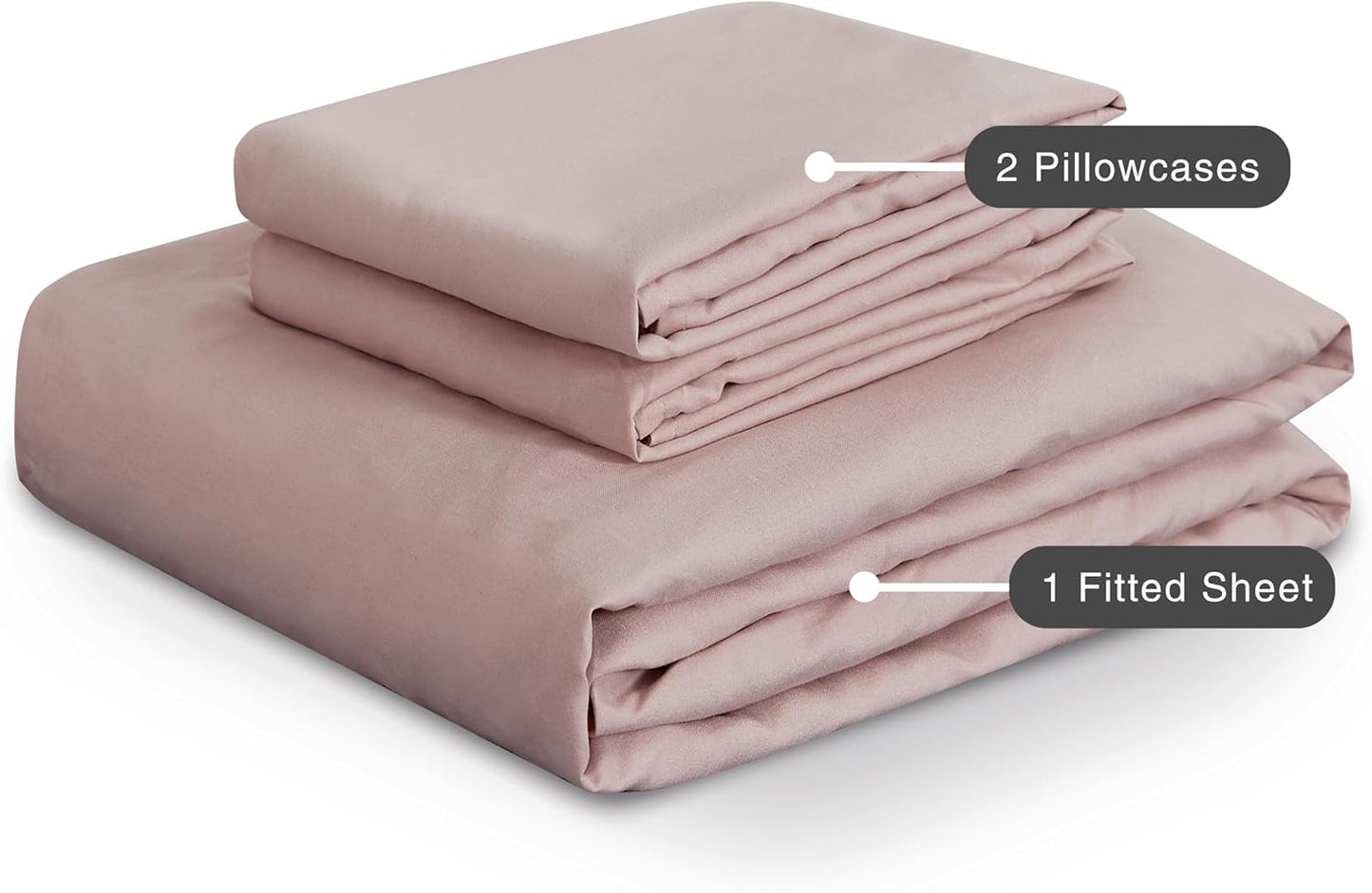 Vintage Washed Microfibre Fitted Sheet Set – Pink