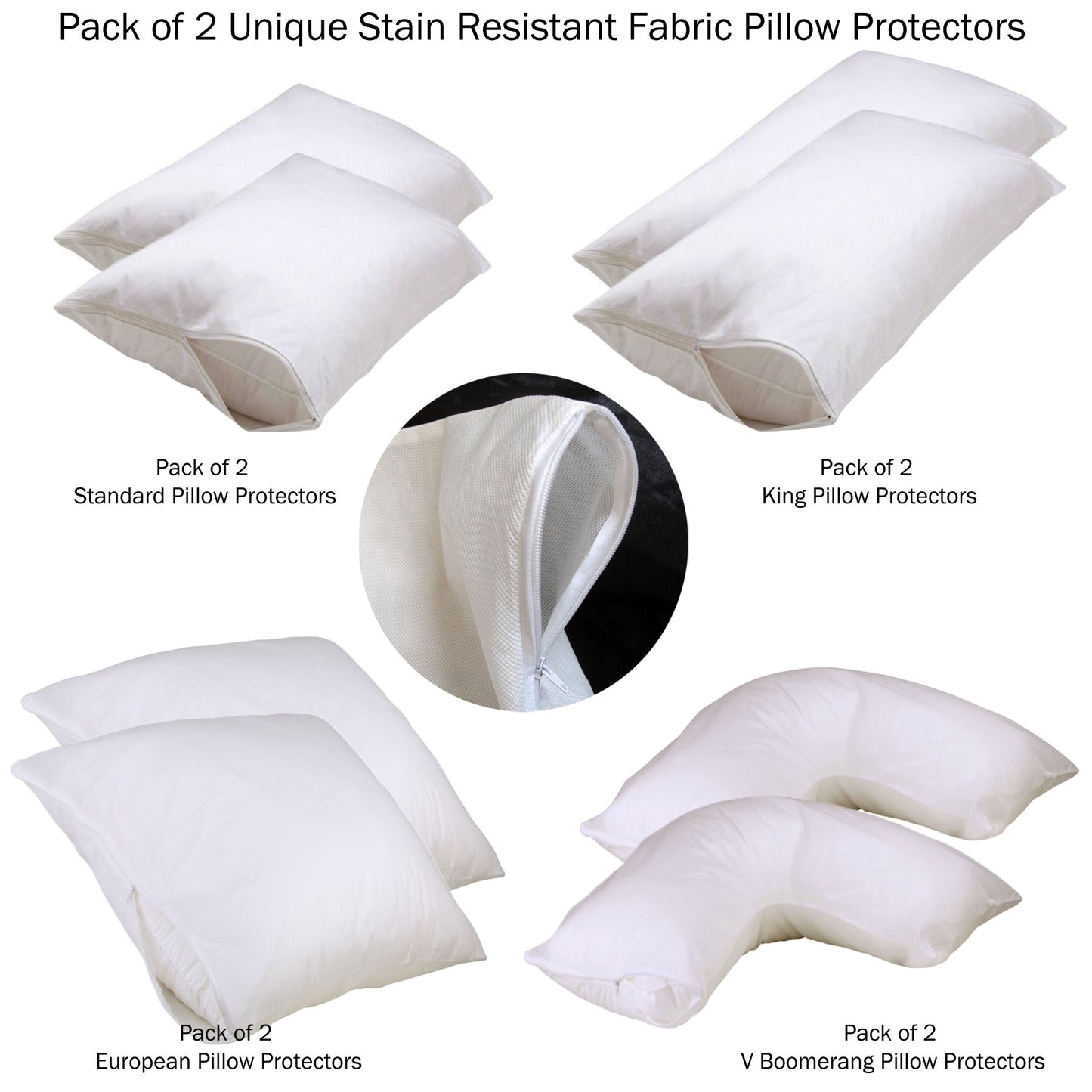 Stain Resistant Pillow Protectors King - Twin Pack