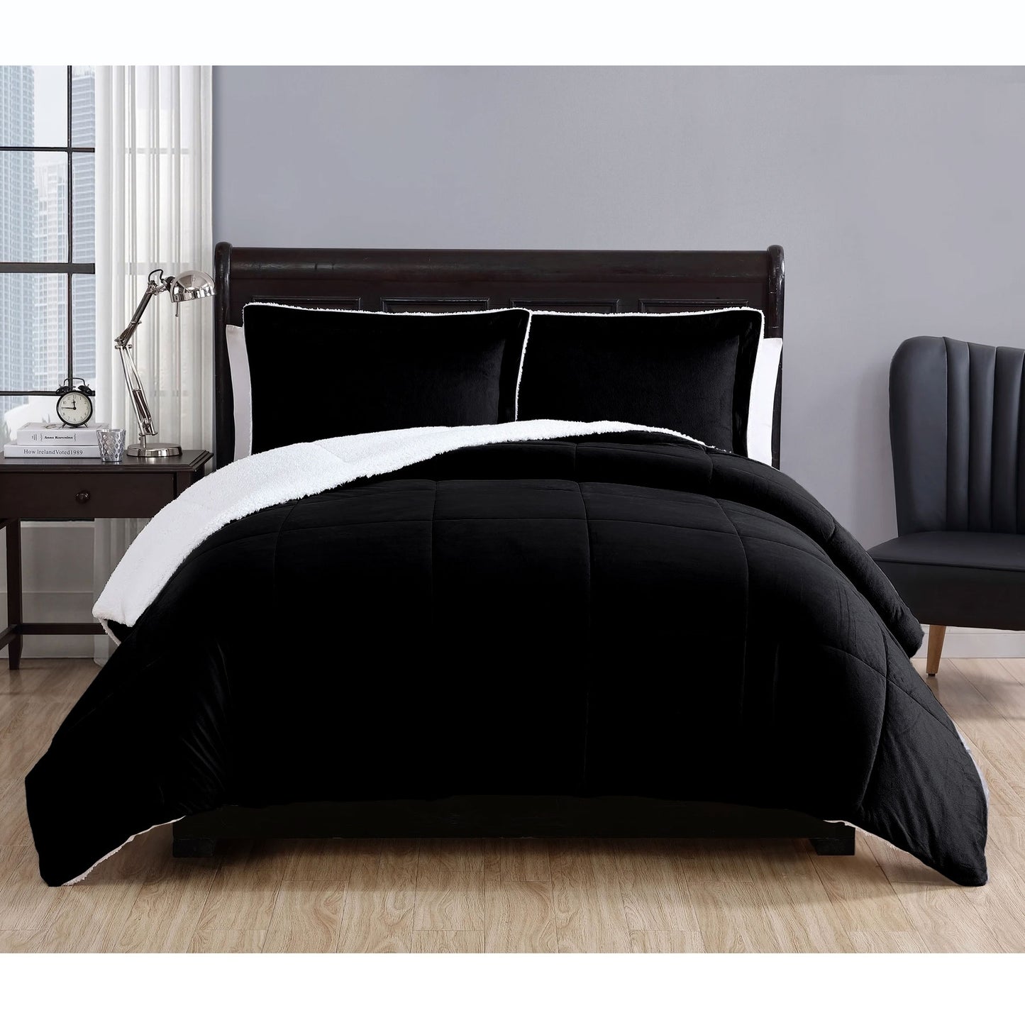 Black Micro Mink Comforter Set - 3PC