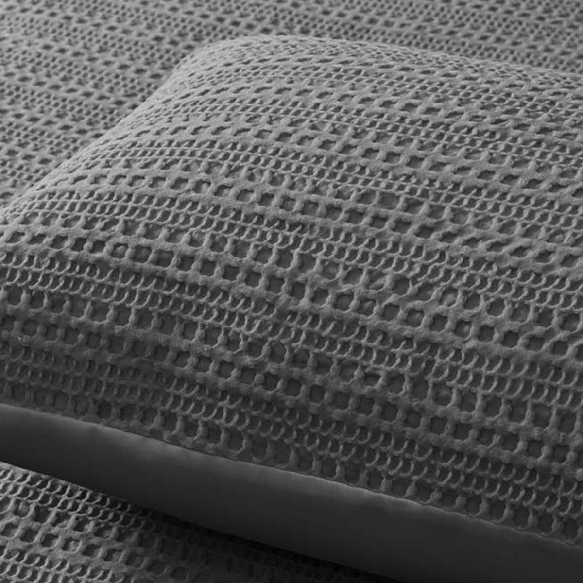 Dark Grey Soho Waffle Quilt Cover Set - 3PC