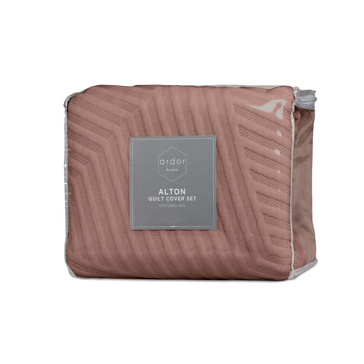 Alton Burlwood Jacquard Embossed Texture Geo Quilt Cover Set - 3PC