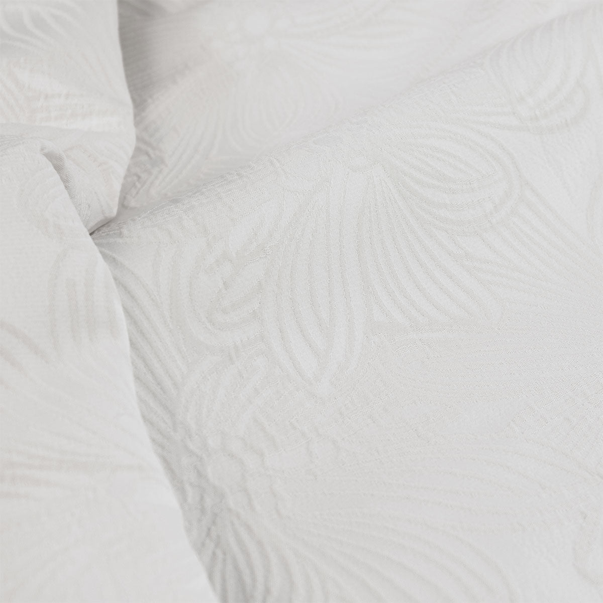 Avena White Textured Floral Jacquard Quilt Cover Set - 3PC