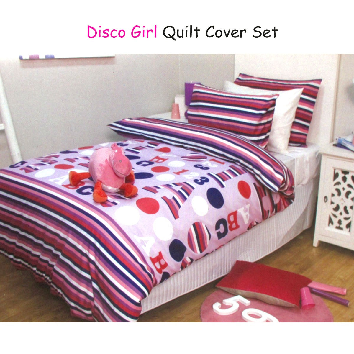 Jelly Bean Kids Disco Girl Quilt Cover Set - 2PC