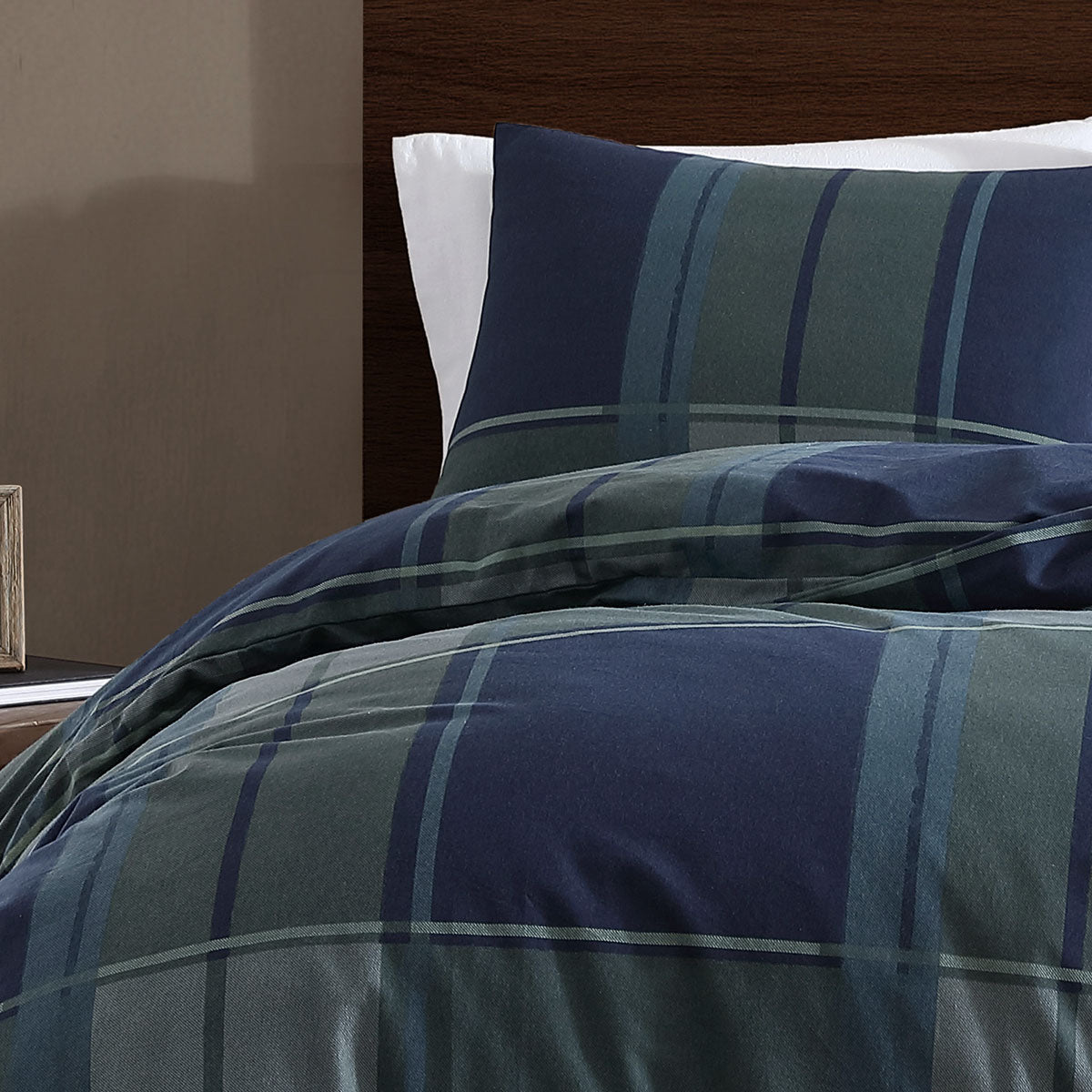 Sommers Dark Khaki Cotton Flannelette Quilt Cover Set - 3PC