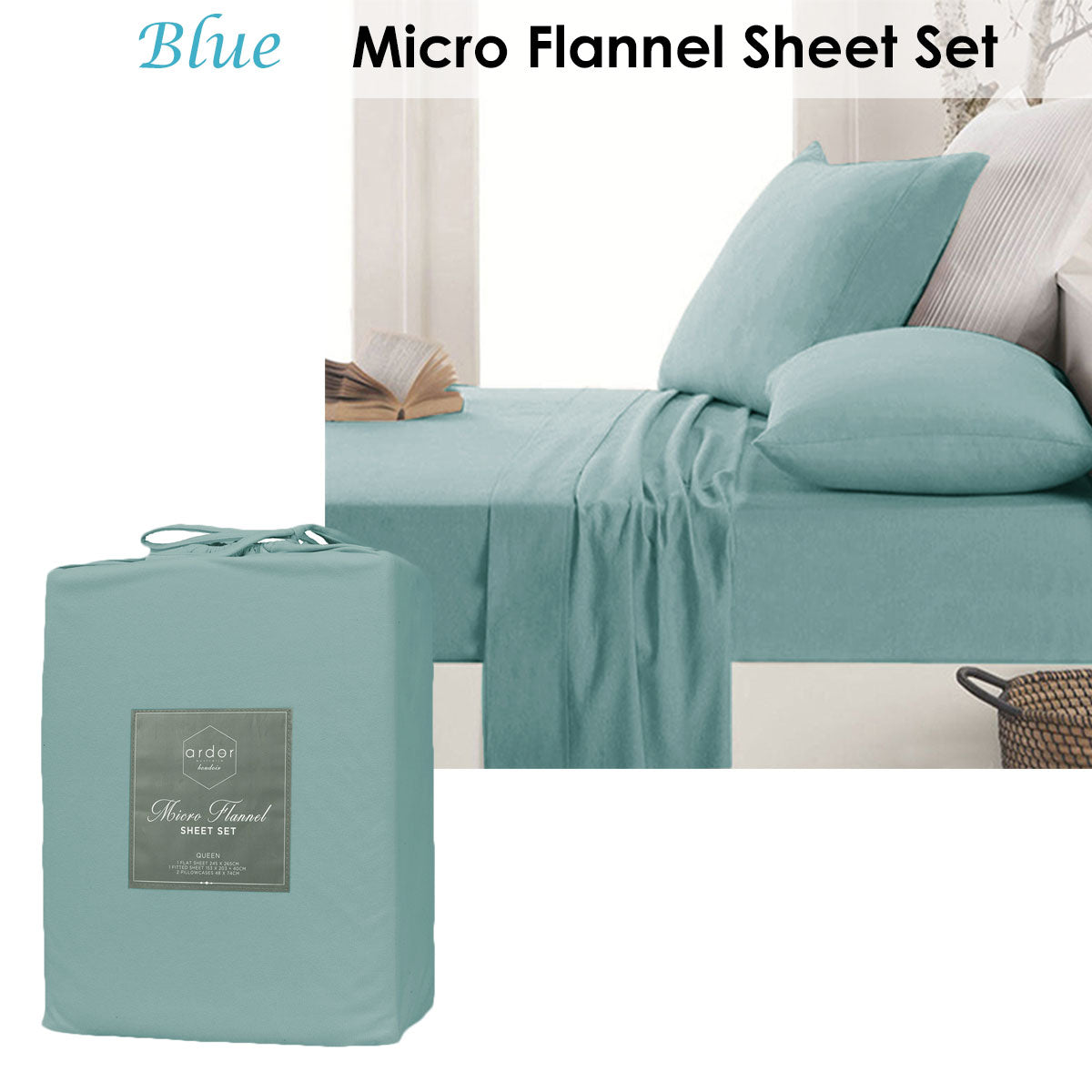 Micro Flannel Sheet Set - Blue