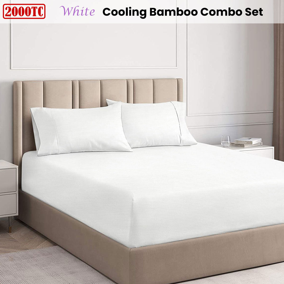2000TC Cooling Bamboo Combo Set - White