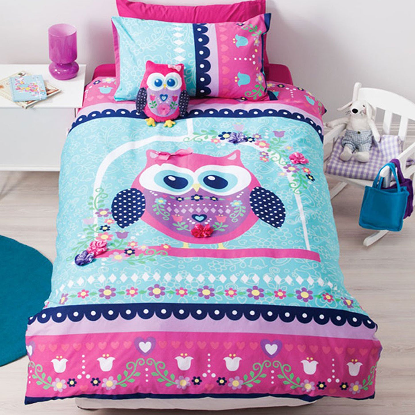 Pretty Owl Quilt Cover Set - 3PC