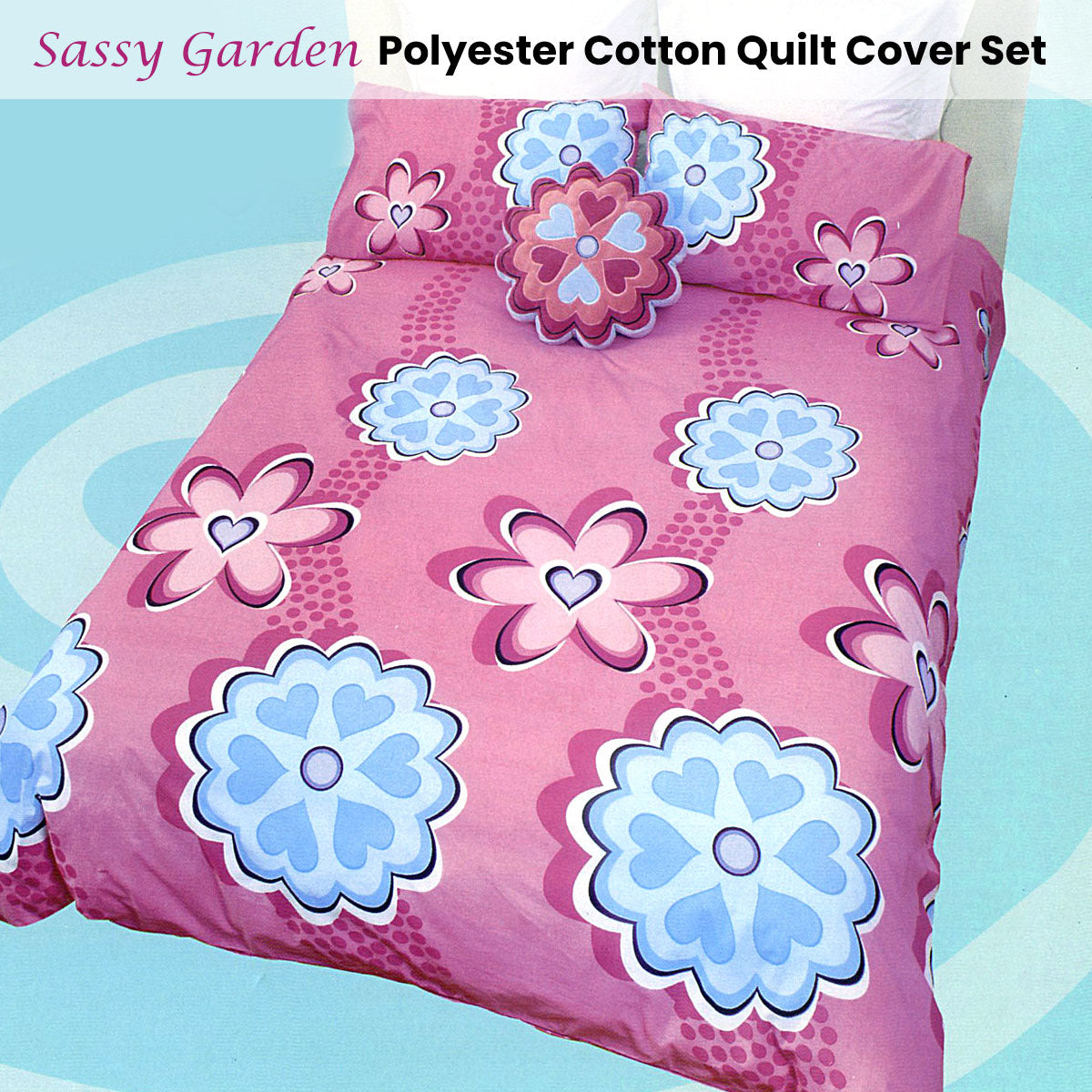 Sassy Garden Pink Quilt Cover Set - 3PC