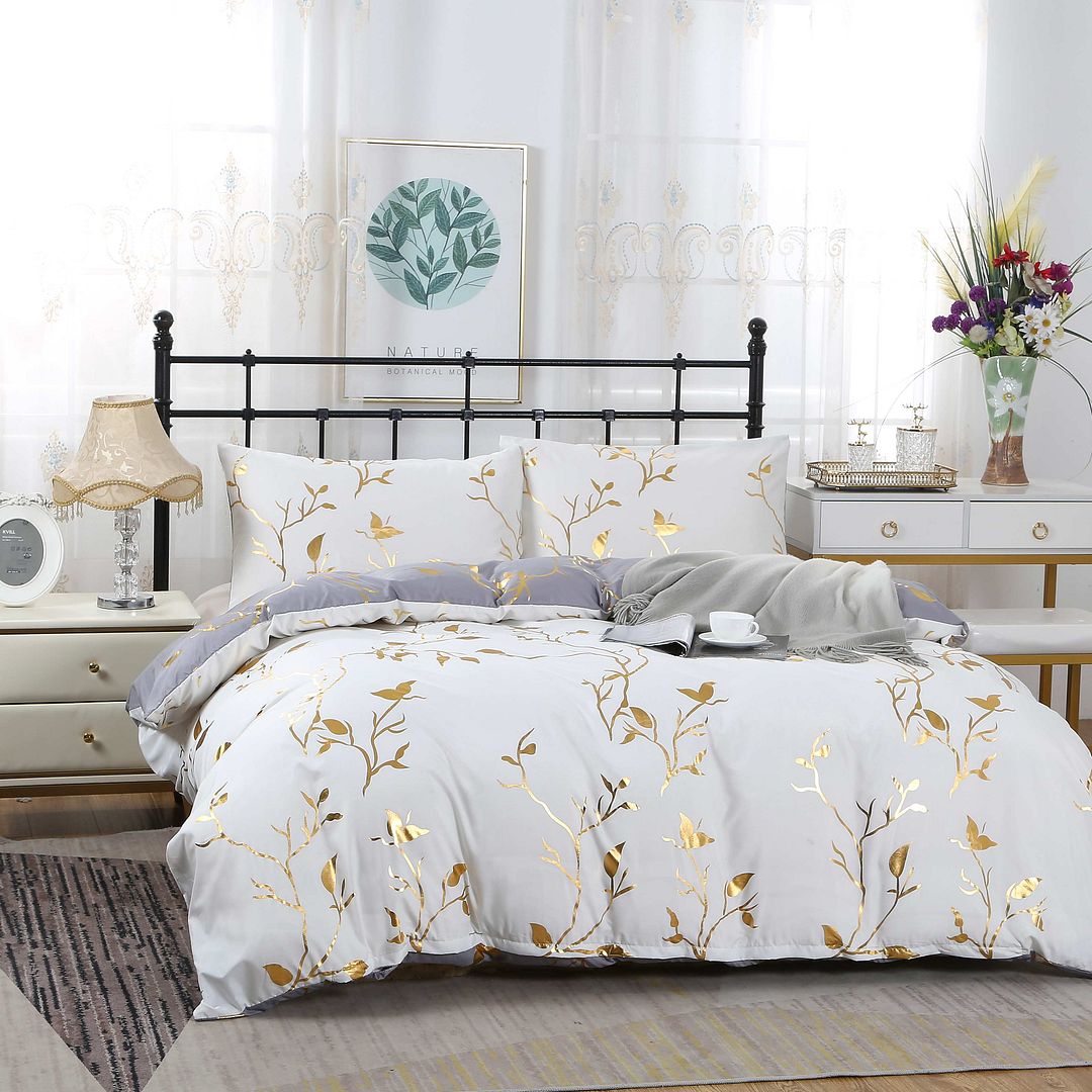 Gold Tree Quilt Cover Set - 3PC