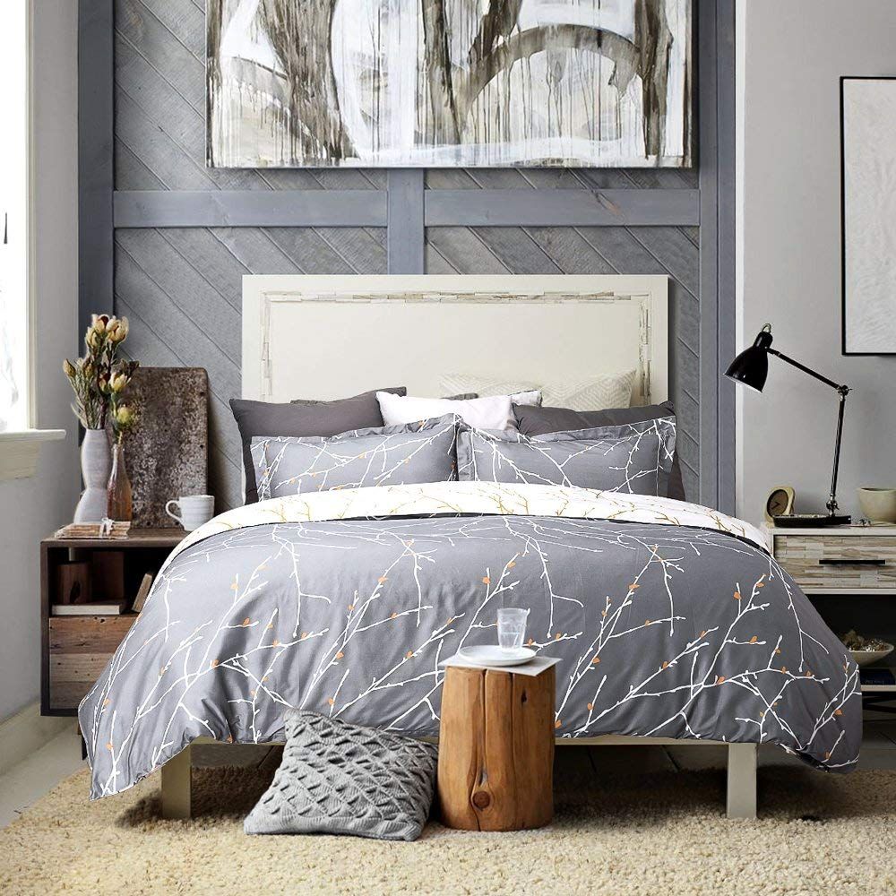 Grey Tree Quilt Cover Set - 3PC