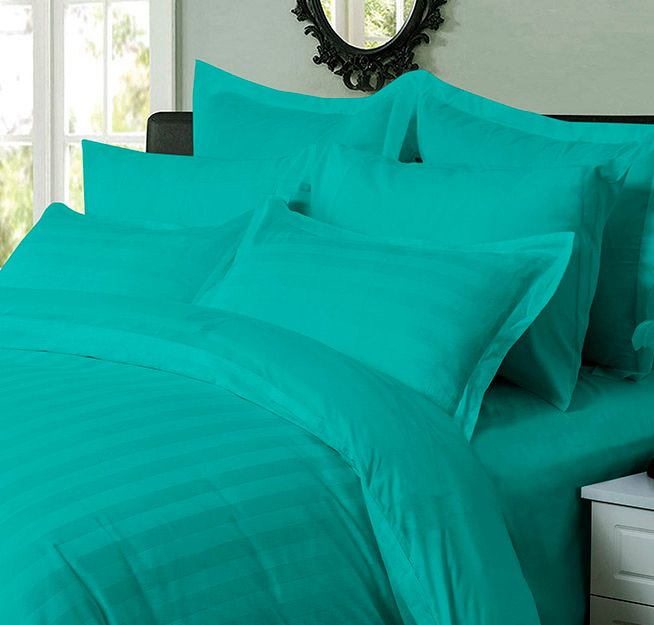 1000TC Ultra Soft Striped Quilt Cover Set - 3PC Teal