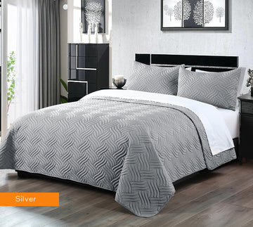 Silver Embossed Comforter Set - 3PC