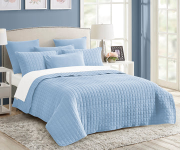 Blue Vintage Stone Wash Comforter Set - 7PC