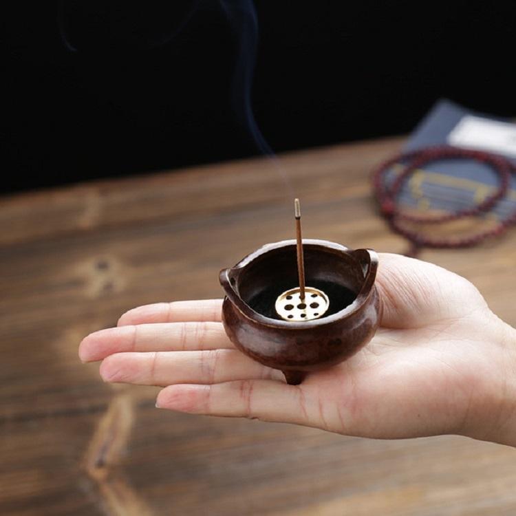 Antique Pure Copper Incense Burner – Small Binaural Three-Foot Xuande Furnace