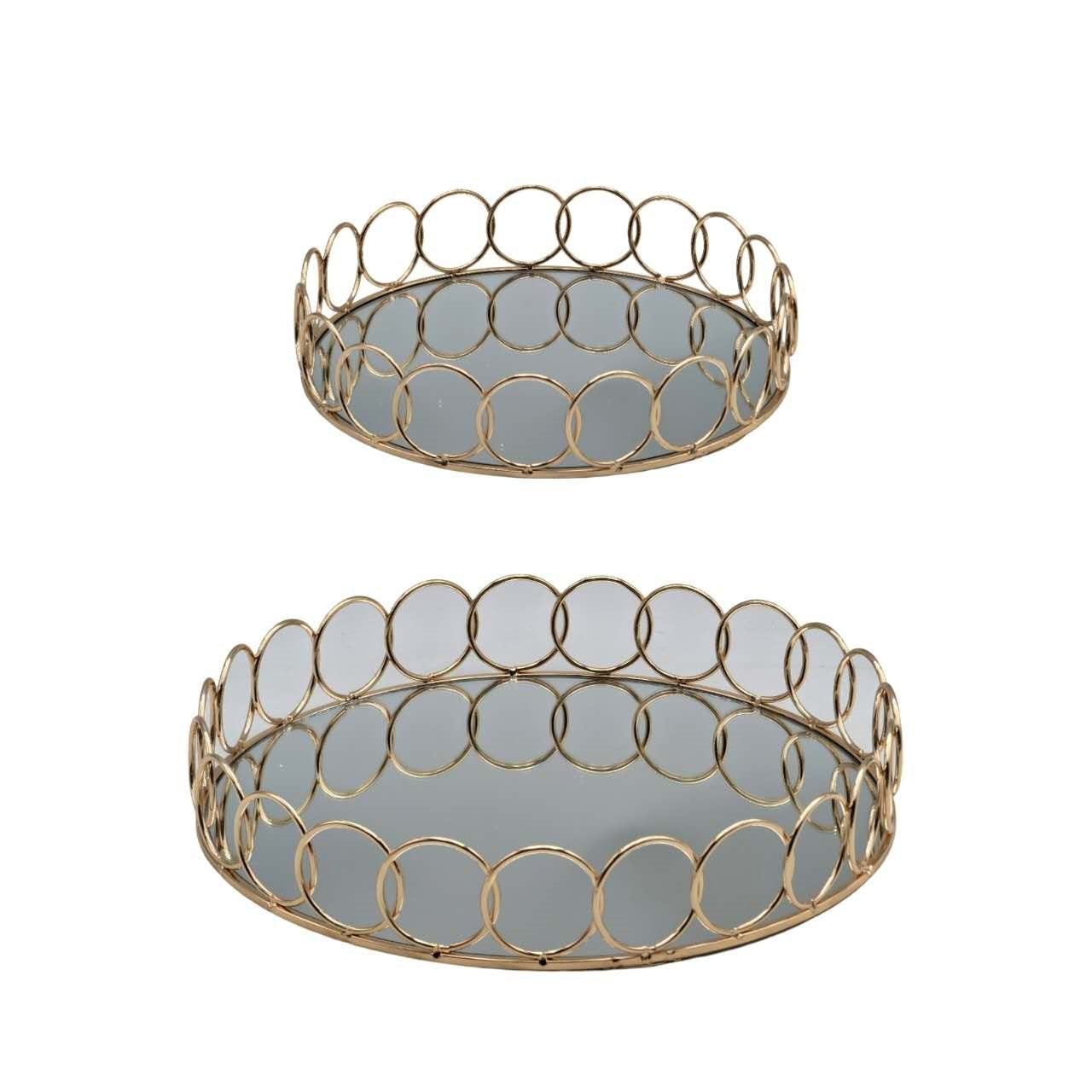 Round Mirror Tray Champagne Gold 30cm