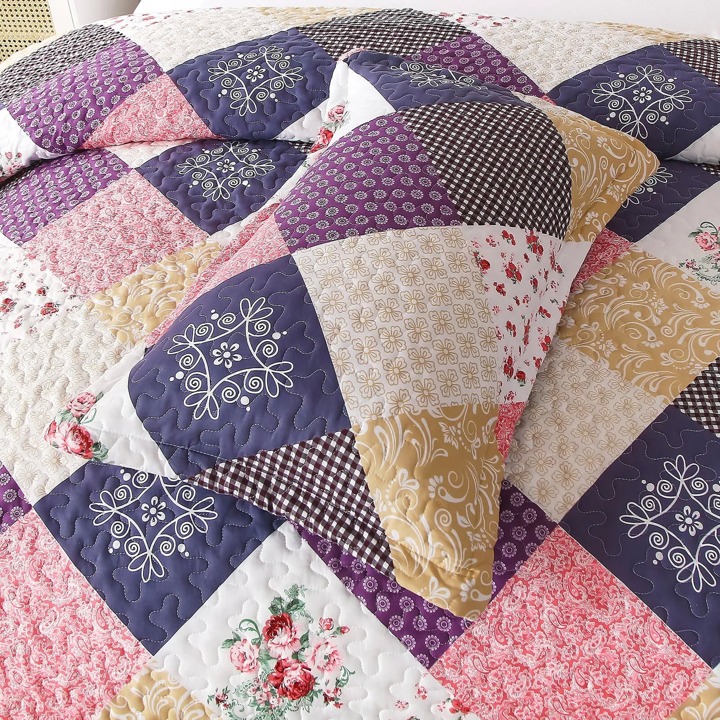 Intricate Quilted Coverlet- 3PC