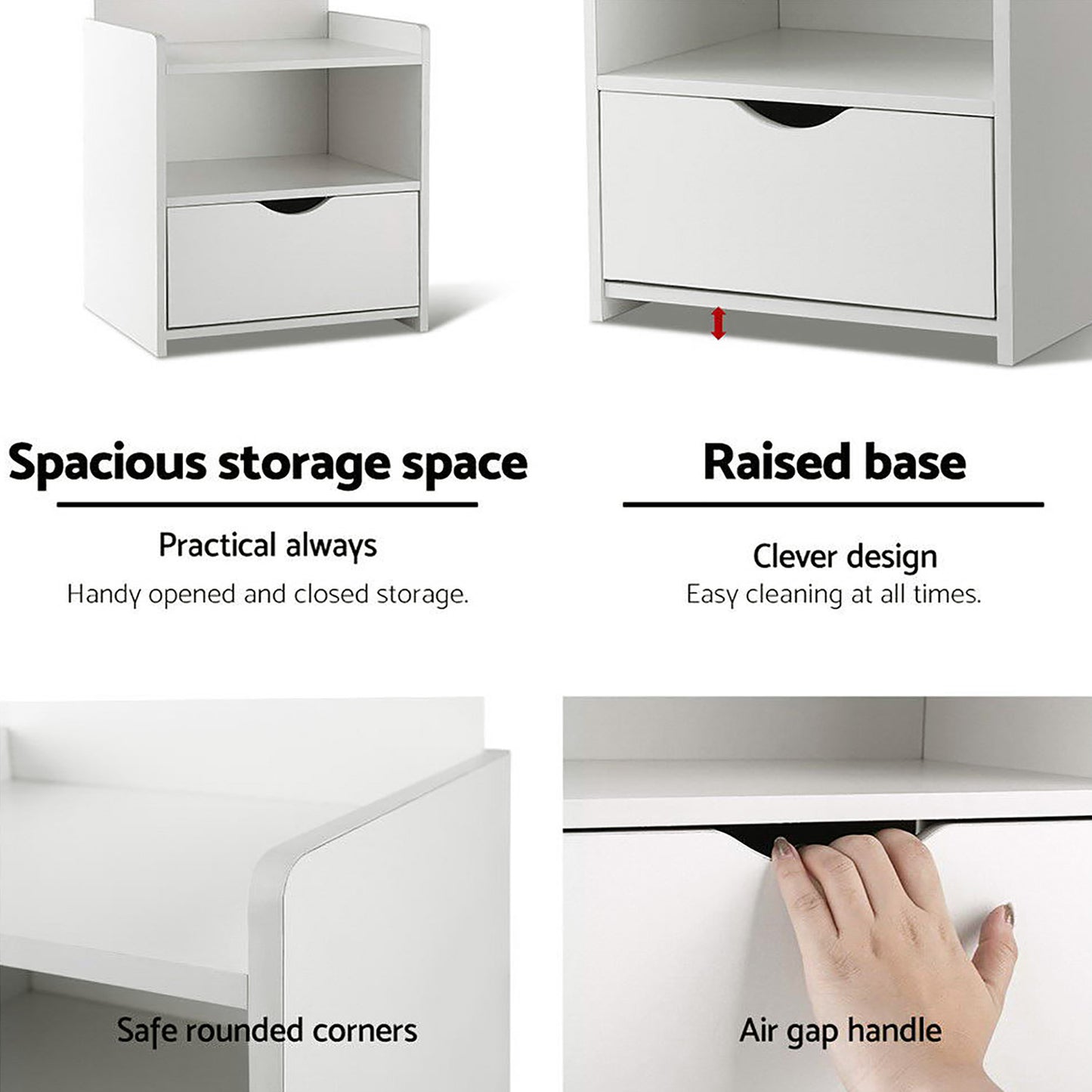 Rio King Single Bed Frame and Bedside Table - White