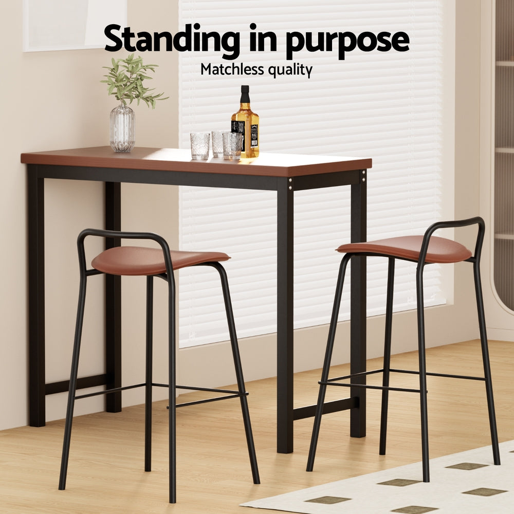 Set of 2 Bar Stools Kitchen Counter Stools Metal Brown